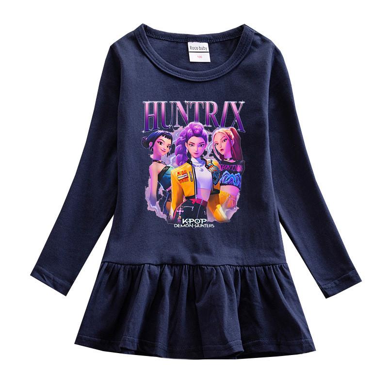 Mädchen Kpop Rumi Zoey Mira Jäger Print Rumi Zoey Mira Faltenkleid