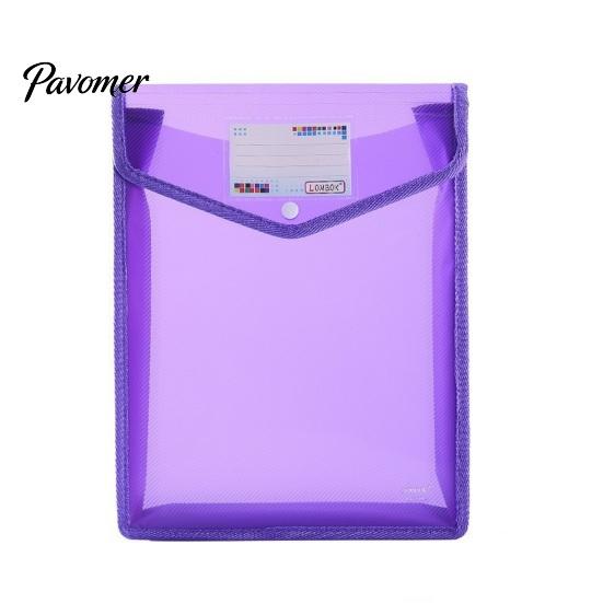 Portable Briefcase Pouch Transparent File Folder, with Snap Closure, Waterproof A4 A5 Document Bag, Student Work Organizer Large Capacity Colorful PP