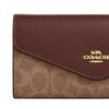 COACH 19 Classic Brand Logo Leather Envelope Wallet Regular Women's Tan with Brown Tan and brown