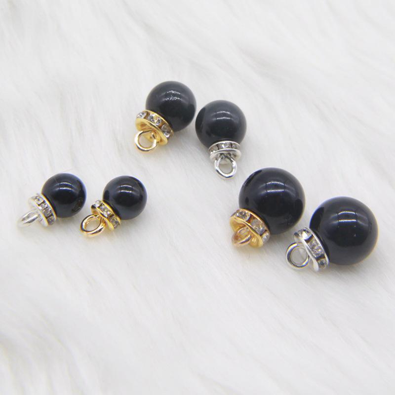 

Korean Style Black & Red Faux Pearl Charm Pendant for DIY Hair Accessories Silver 8mm