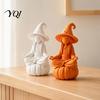 3D Printed Pla Ornaments Meditating Witch Figurine on Pumpkin Base, Minimalist Personalized Holiday Party Decor Halloween Autumn Desktop Statue,