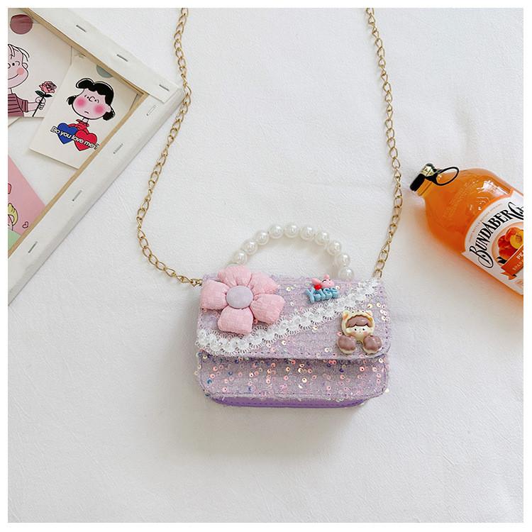 

Детская сумка кроссбоди с жемчугом и бантом для повседневного стиля, для модной девочки Style Two Purple