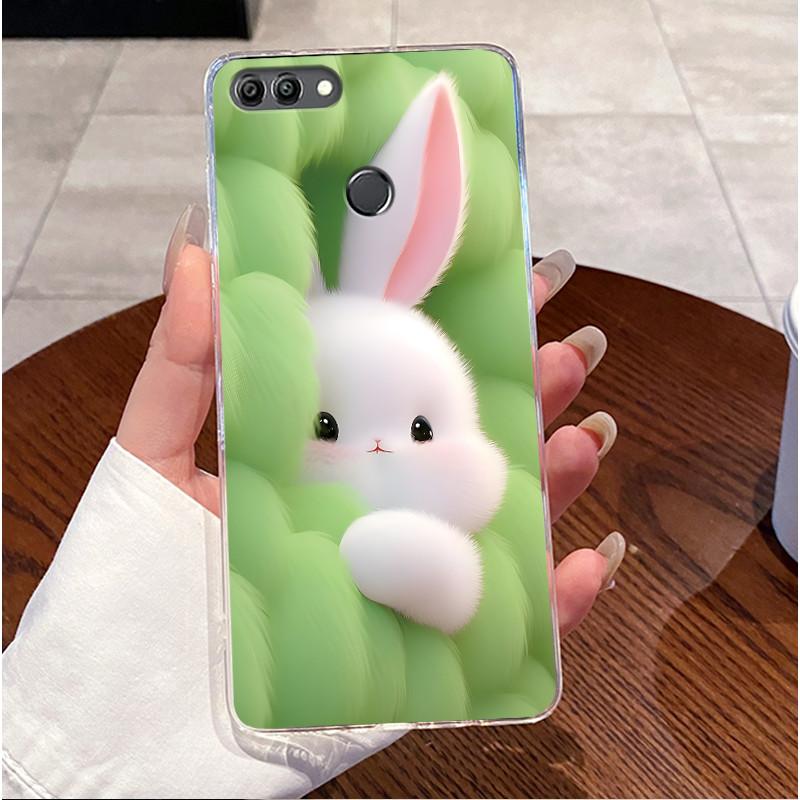 Case For Huawei Y92018 FLA-LX1 Y9 2018 Casing Clear Luxury Cute Love Heart Rabbit Funny TPU Soft Silicone Phone Case Back Cover