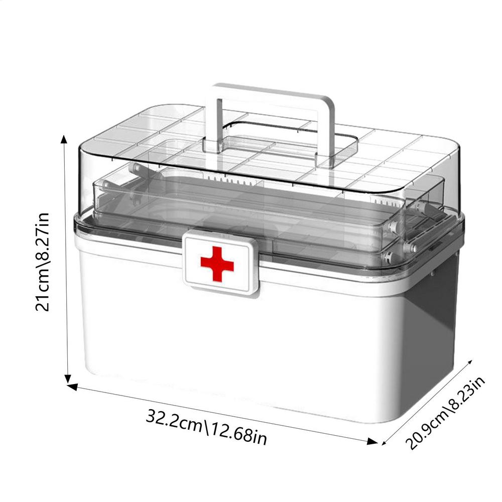

Portable Medicine Box 3 Layers Large Capacity Medicine Organizer Storage Box Family Emergency Medicine Box Medicine Container білий