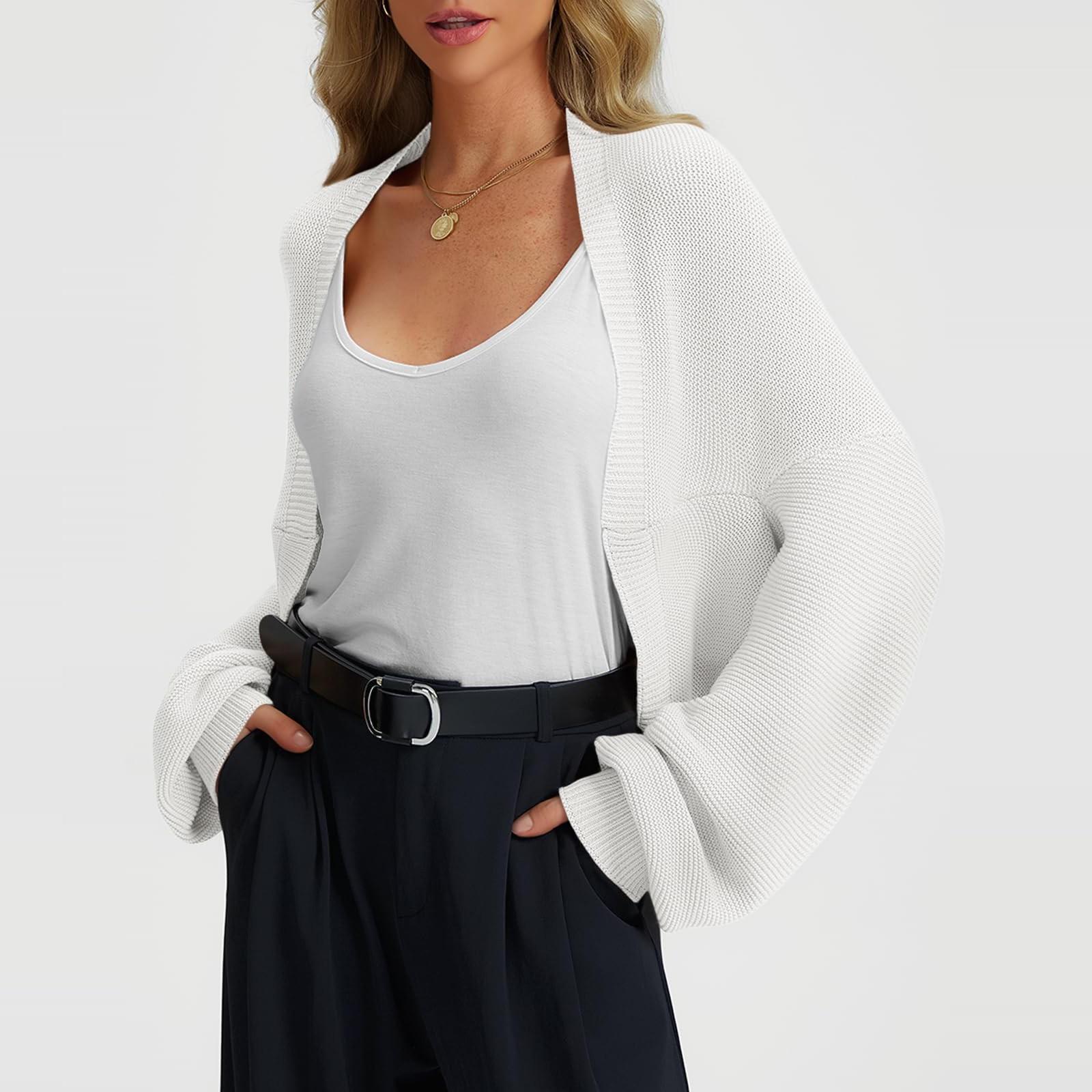 

Женский темпераментный удобный свободный однотонный солнечный кардиган с длинным рукавом вязаный кардиган топ M белый