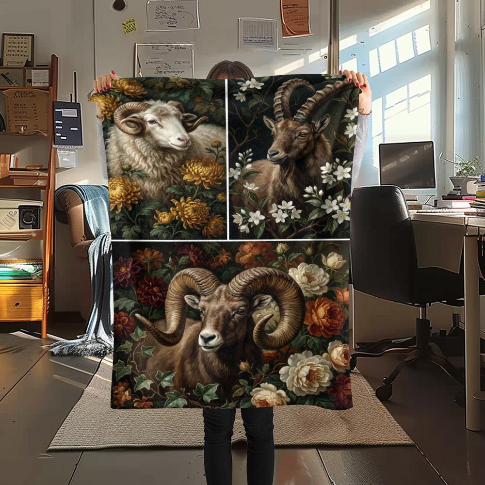 1 ks Flanelová deka s retro potiskem, Vysoce kvalitní, Pohodlná pro všechna roční období, Domácí dekorace, Teplo a pohodlí