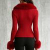 Cardigan lavorato a maglia da donna con zip e colletto a scialle per autunno e inverno