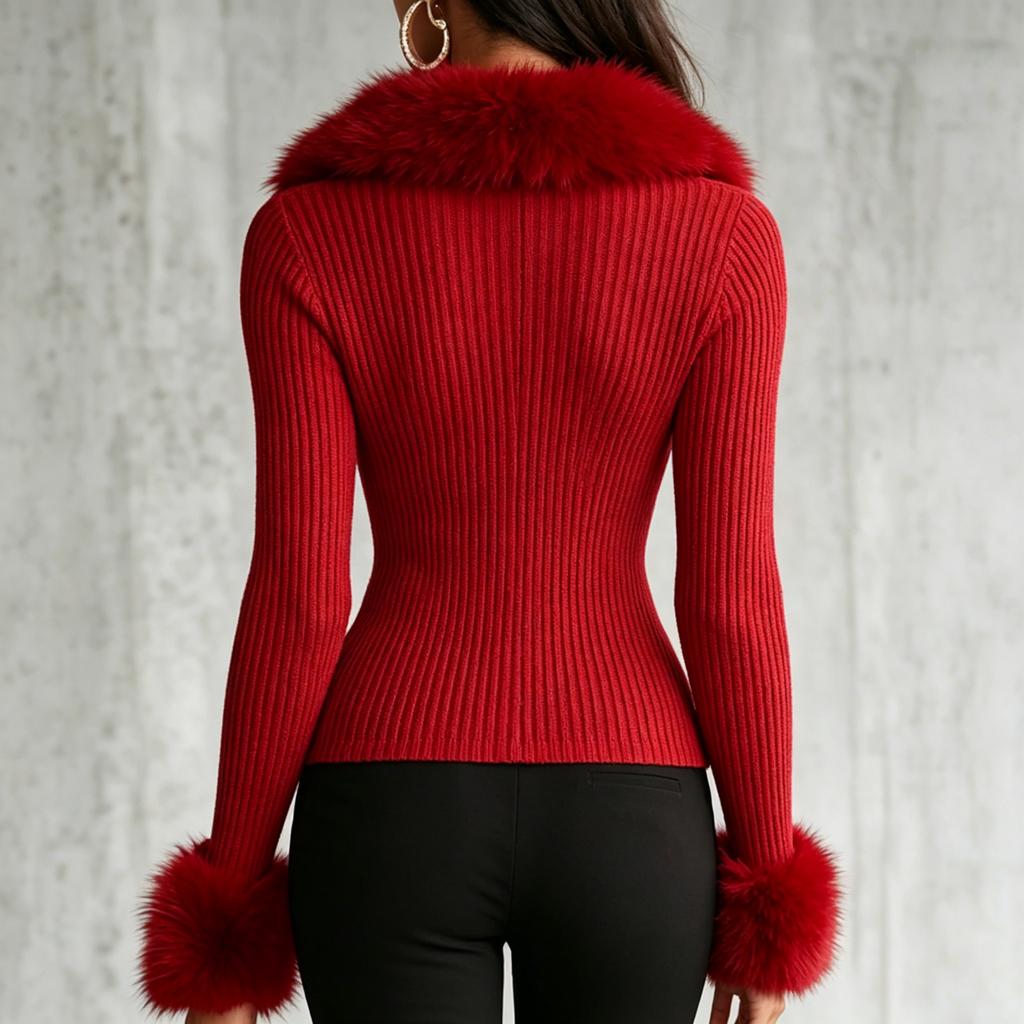 Cardigan lavorato a maglia da donna con zip e colletto a scialle per autunno e inverno