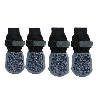 4 Pieces/set Paw Pattern Anti-Slip Dog Socks Warm Anti-licking Dog Shoes Socks Adjustable Wear Resistant Dog Foot Cover