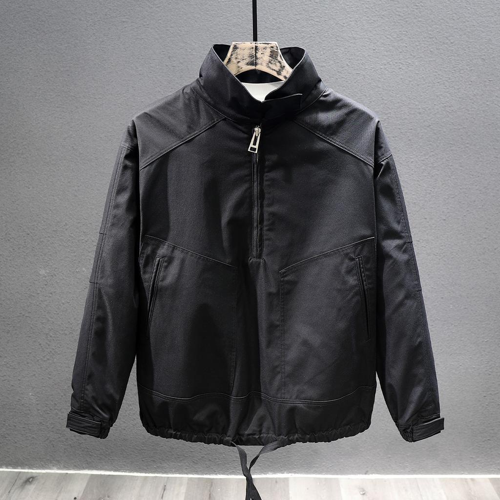 Apricot Retro Cargo Jacket Fashion Trendy Mens Outerwear Autumn Winter New Style Loose Pullover Jacket Casual Windproof Jacket