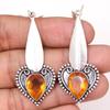 Citrine Quartz Gemstone Handmade Silver Jewelry Earrings 1.5''