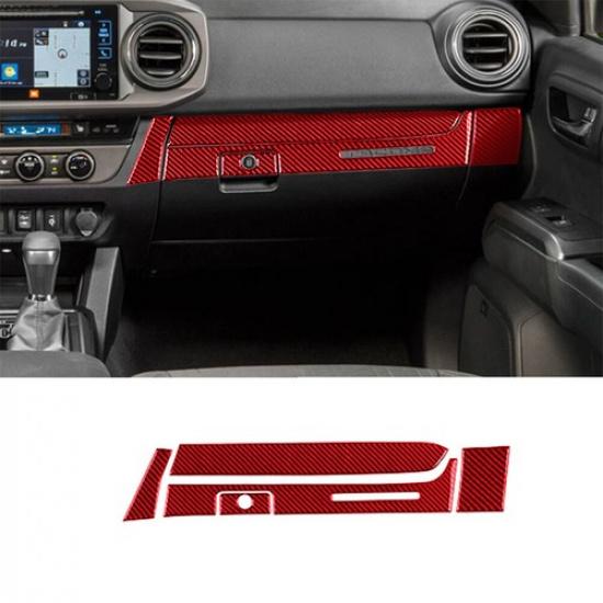 5Pcs Red Carbon Fiber Interior Passenger Dashboard Cover Trim For Toyota Tacoma