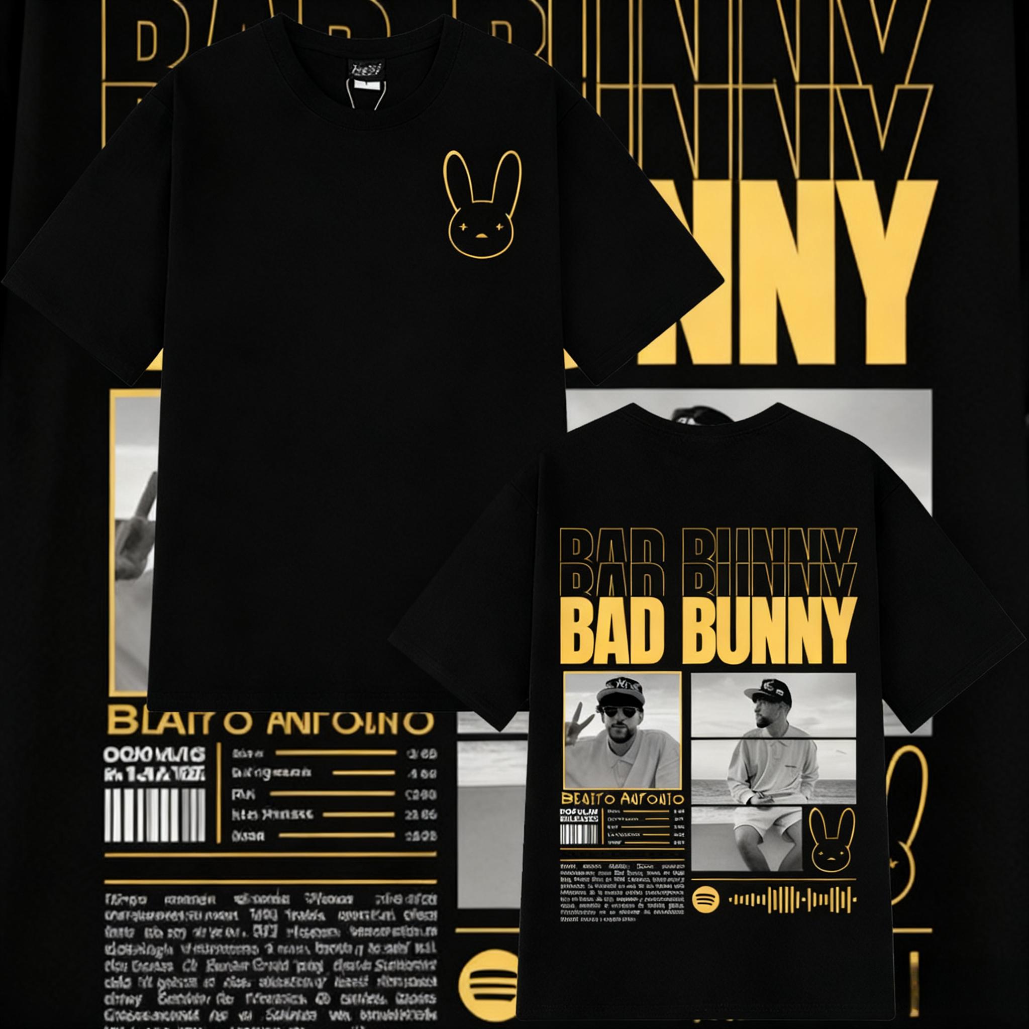 Летняя футболка 2025 года с графикой рэпера Bad Bunny, музыкальный альбом, мужская и женская, мода Харадзюку, 100% чистый хлопок, дышащая футболка, Y2k S разноцветный