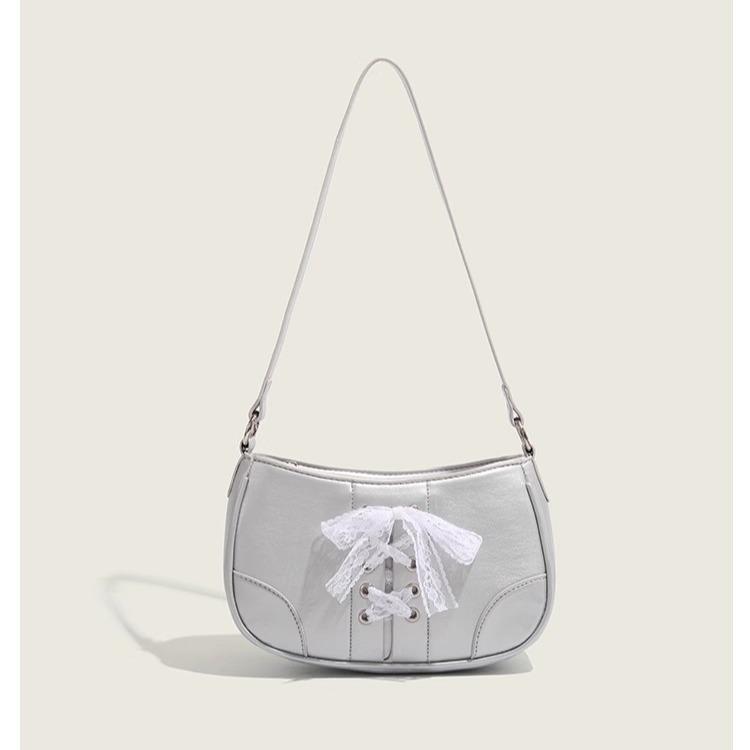 

New Fashion Lace Bow Shoulder Bag Women срібний