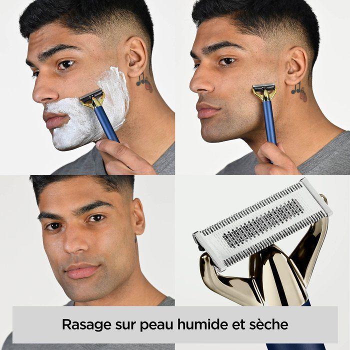 Barttrimmer und Rasierer - BABYLISS - X-Blade Super-X Metal - Kabellos - 45 Minuten Akkulaufzeit - 4 Kämme - Gold Edition &; Navy blau