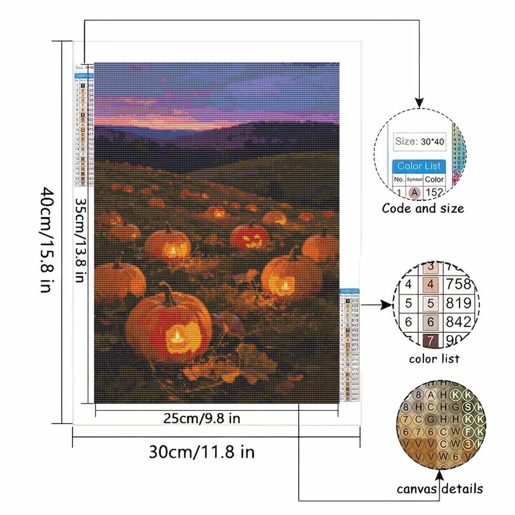 Halloween Pumpkin Patch Sunset Scenery Diamond Painting Kit Handmade Diy Painting Home Decoration Painting