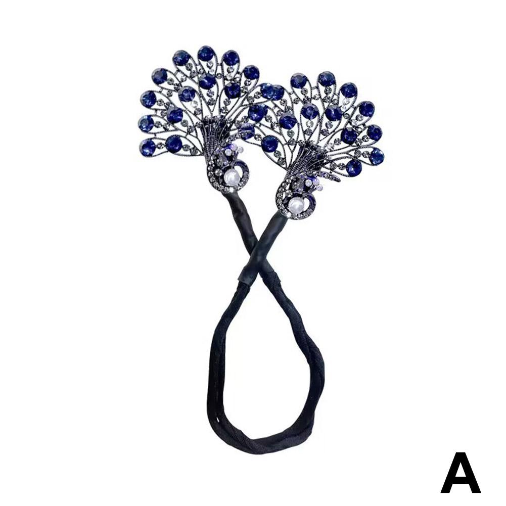 Fashion Pearl Peacock High-end Headbands Updo For Women Party Meatball Head Accessories Girls H X0K8