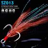 PRO BEROS Triple Fish Hooks with Feather Pendant - Barbed Au Jin Fishing Tackle