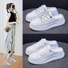 New Summer Half Slippers Women's Outer Wear Fashion Shoes Mesh Breathable White Shoes Korean Shoes Sandals Flats