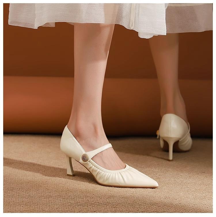 New temperament high heels women's French retro pointed toe with Mary Jane single shoes stiletto fashion women's shoes