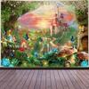 Fairy Tale Fantasy World Castle Tapestry Cartoon Forest Tapestry Magic Tapestry Girls Bedroom Living Room Dorm Party Wall Decor