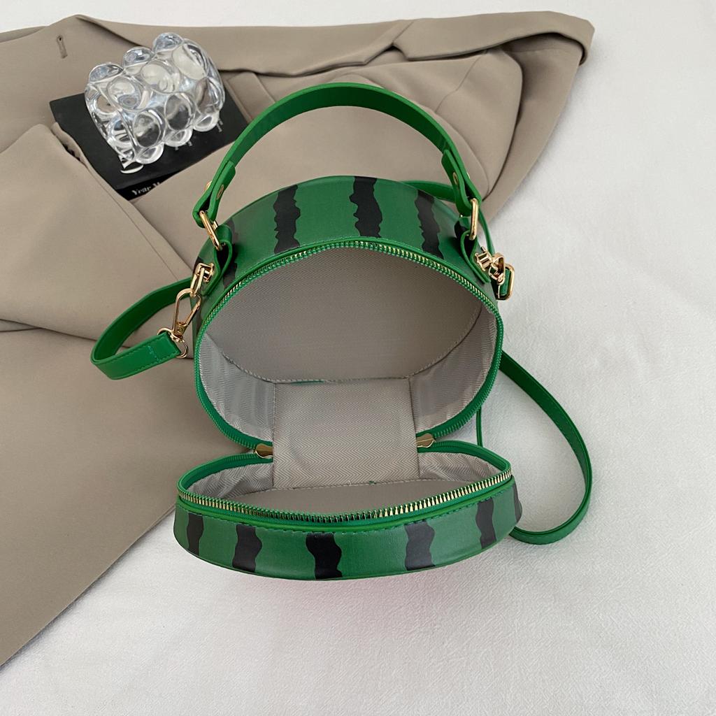 Petit Sac à Main Rond pour Femme Créatif en Forme de Pastèque Sac Bandoulière Dame Filles Porte-Monnaie Téléphone Sac Mignon Amusant Sac Cabas Mode