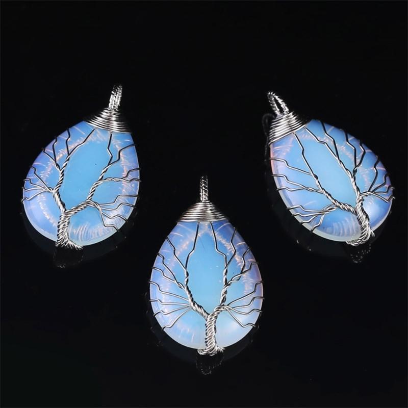 Water Drop Shaped Necklace Pendant Necklace Crystal Stone Jewelry Crystal Stone Material Necklace Jewelry Gift for Women