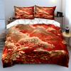 "Red Landscape Art Set Decoration" Soft Skin-Friendly Bedding Set Includes 1 Duvet Cover And 2 Pillowcase Gift