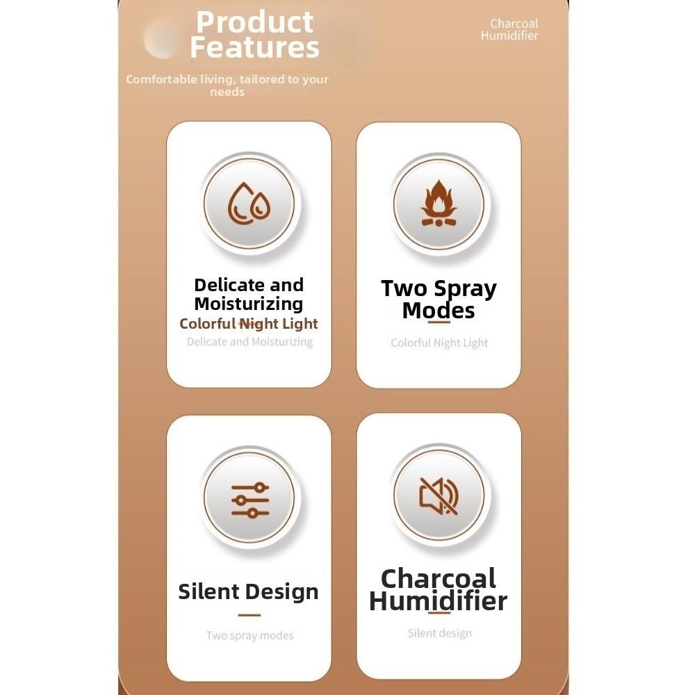 with Night Light Powered Charcoal Humidifier Creative Indoor Aromatherapy Machine Gifts