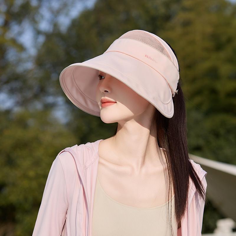 Ice silk can be hung mask empty top hat women breathable face cover ponytail sunscreen hat travel UV protection bucket hat