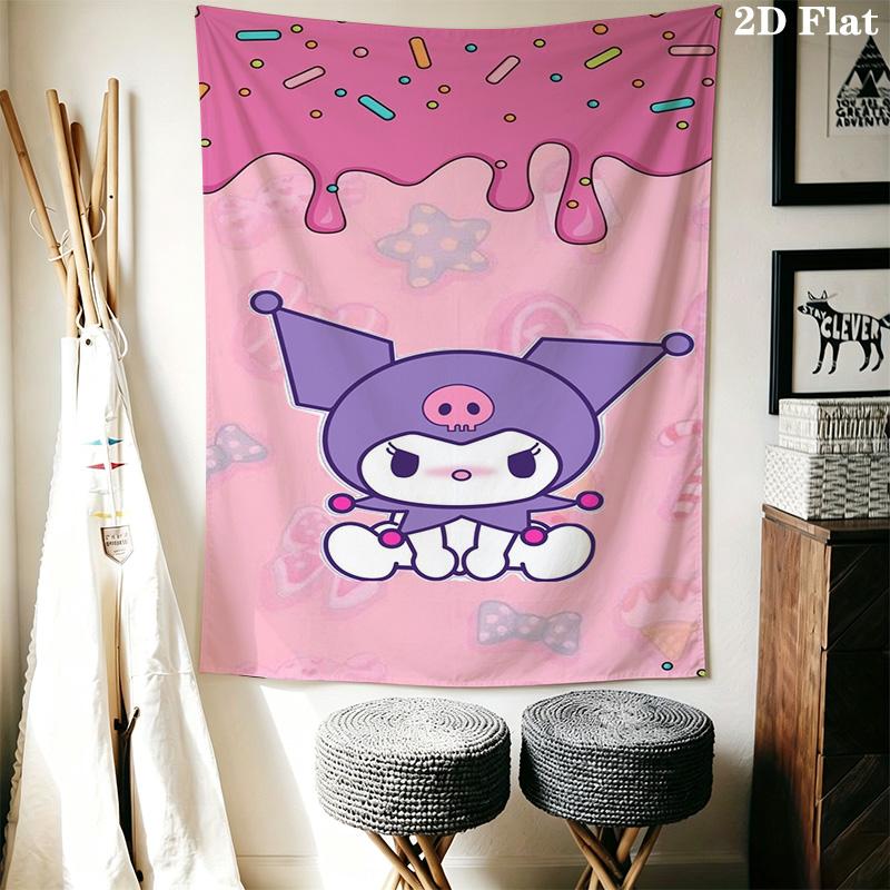 Kawaii Kuromi Tapestry Cute Room Tapestry Fashion Print Background Cloth Home Decor Homestay Soft Decoration Tapestry Background Wall Hanging Cloth