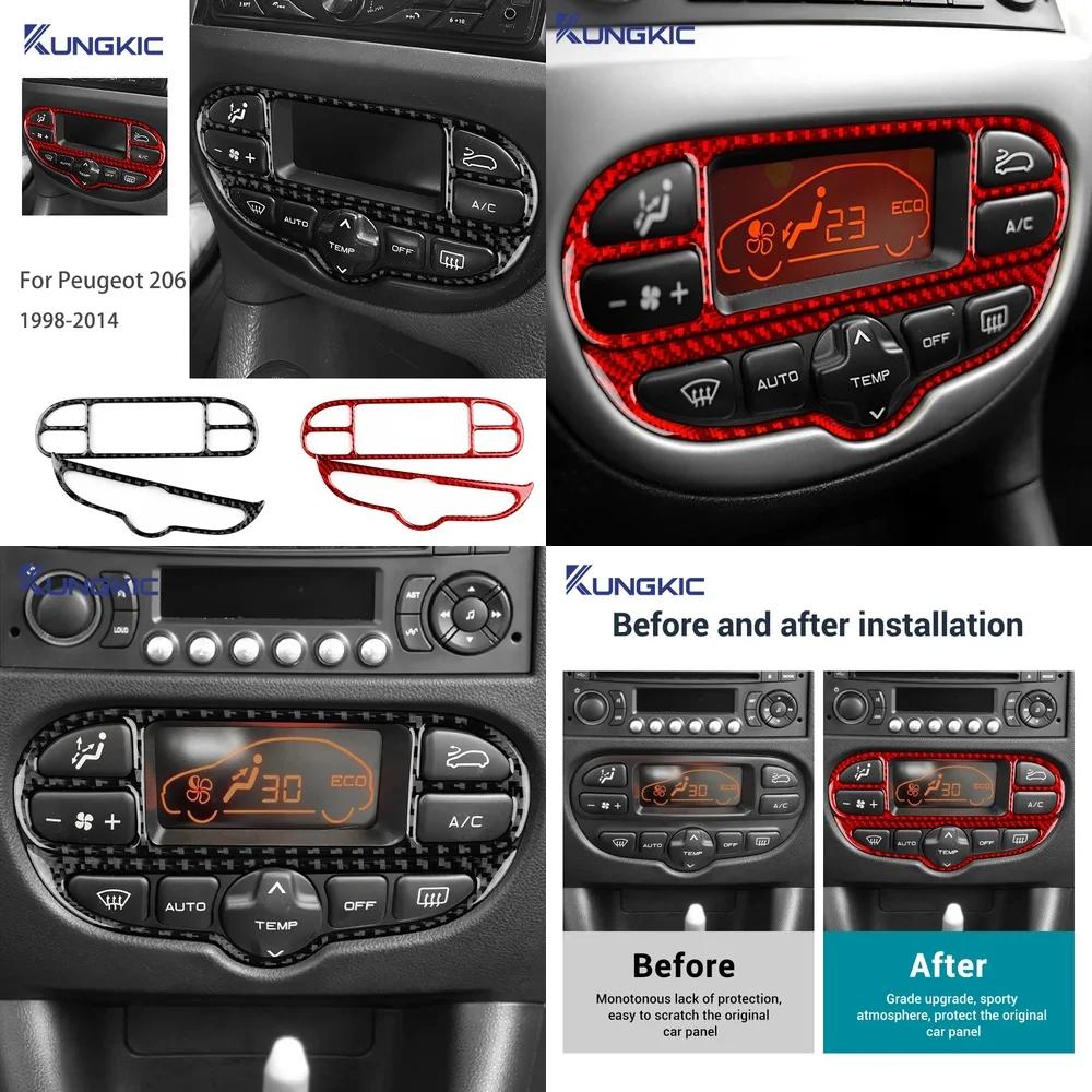 Real Soft Carbon Fiber Sticker for Peugeot 206 1998 2008 2009 2010 2011 2012 2013 2014 LHD RHD Car Central Control Button Trim
