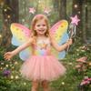 3Pcs/Set Sparkling Butterfly Wings Princess Hair Hoop Fairy Wand Angel Wings Colorful Dress Up Wings for Girl Dressing Up