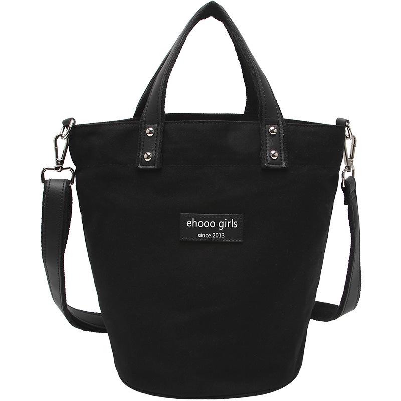 

Canvas bag niche design bucket bag women s Korean version shoulder messenger bag commuter versatile handbag small bag