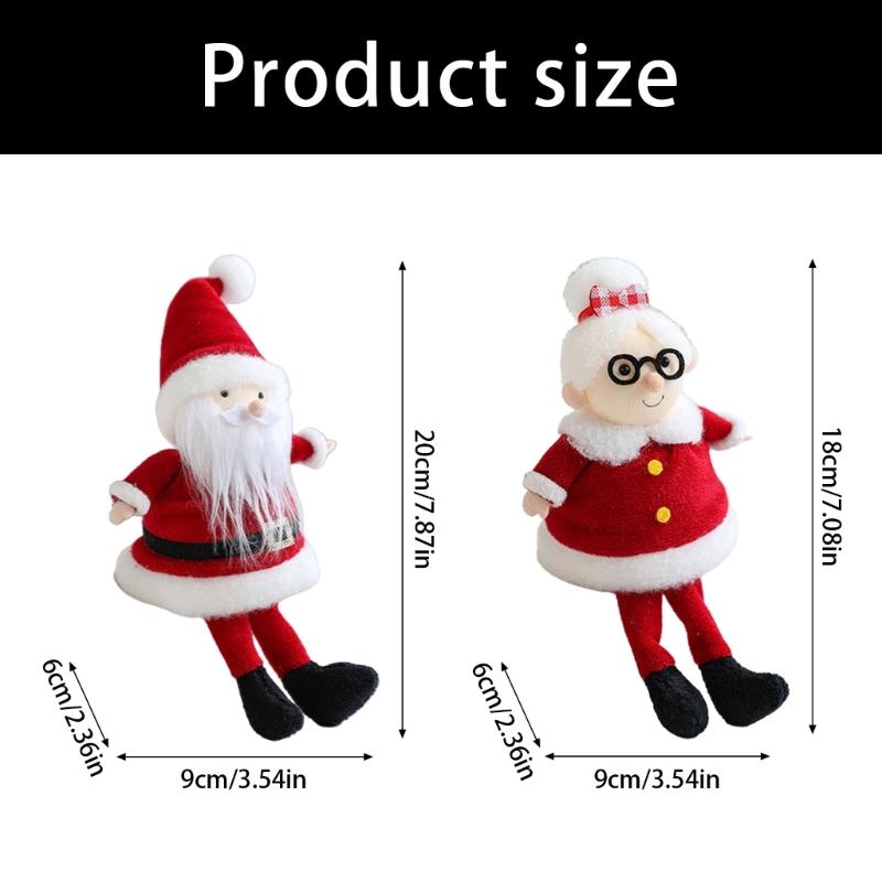 Santa And Snowman Sitting Plush Dolls Christmas Decorative Ornament For Home Office Party Gift