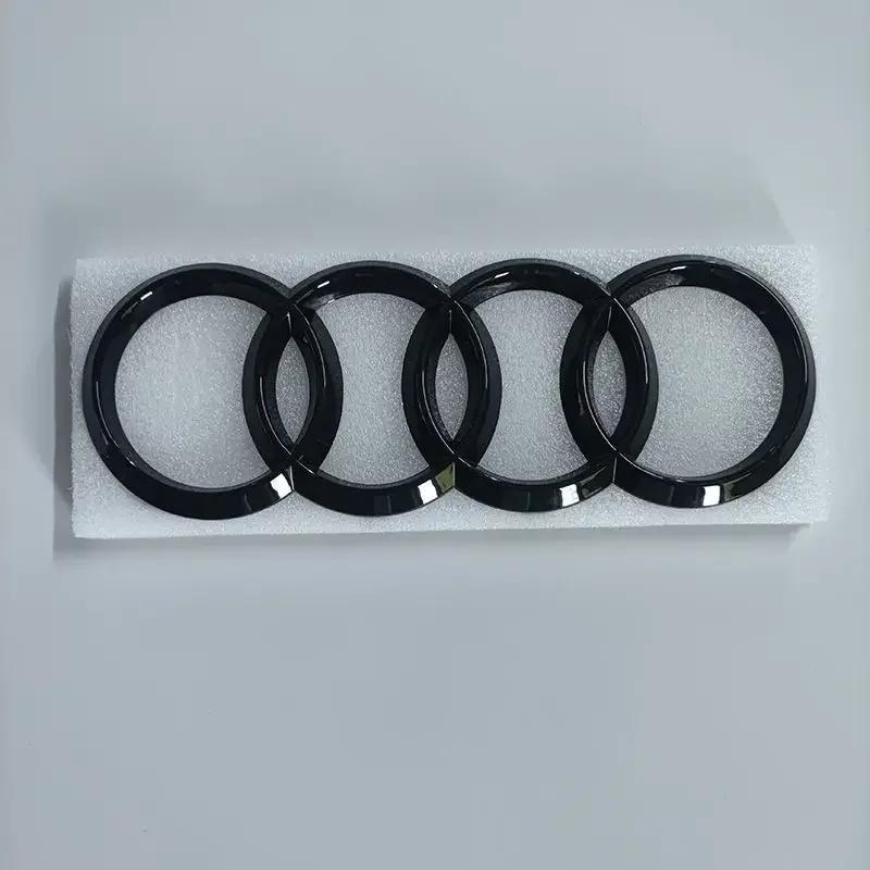 ABS Bright Black Silver Car Hood Front Grill Emblem Rear Trunk Badge Sticker for A R8 4Ring logo V10 Replacement Accessories