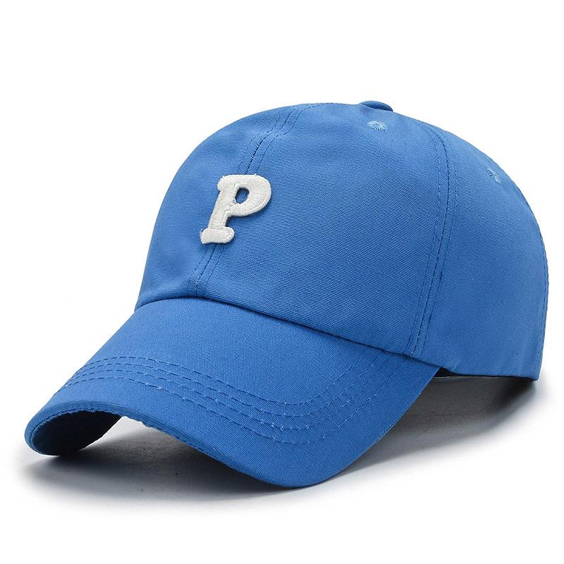 

Trendy versatile hat dome patch P letter cap polyester sunscreen visor youth cap Adjustable синий