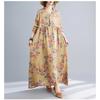 Season's New Vintage Print Loose Hem Long Dress
