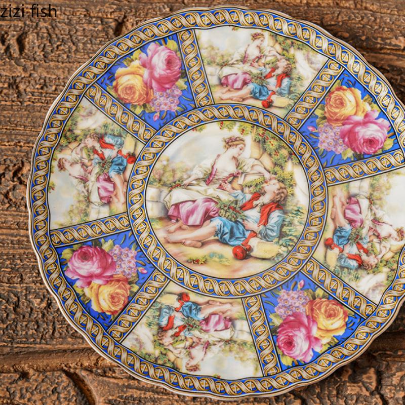 European Retro Ceramic Mug Coffee Cup and Saucer High Footed Flower Tea Cups Afternoon Tea Mug Water Cup Breakfast Cups Milk Mug