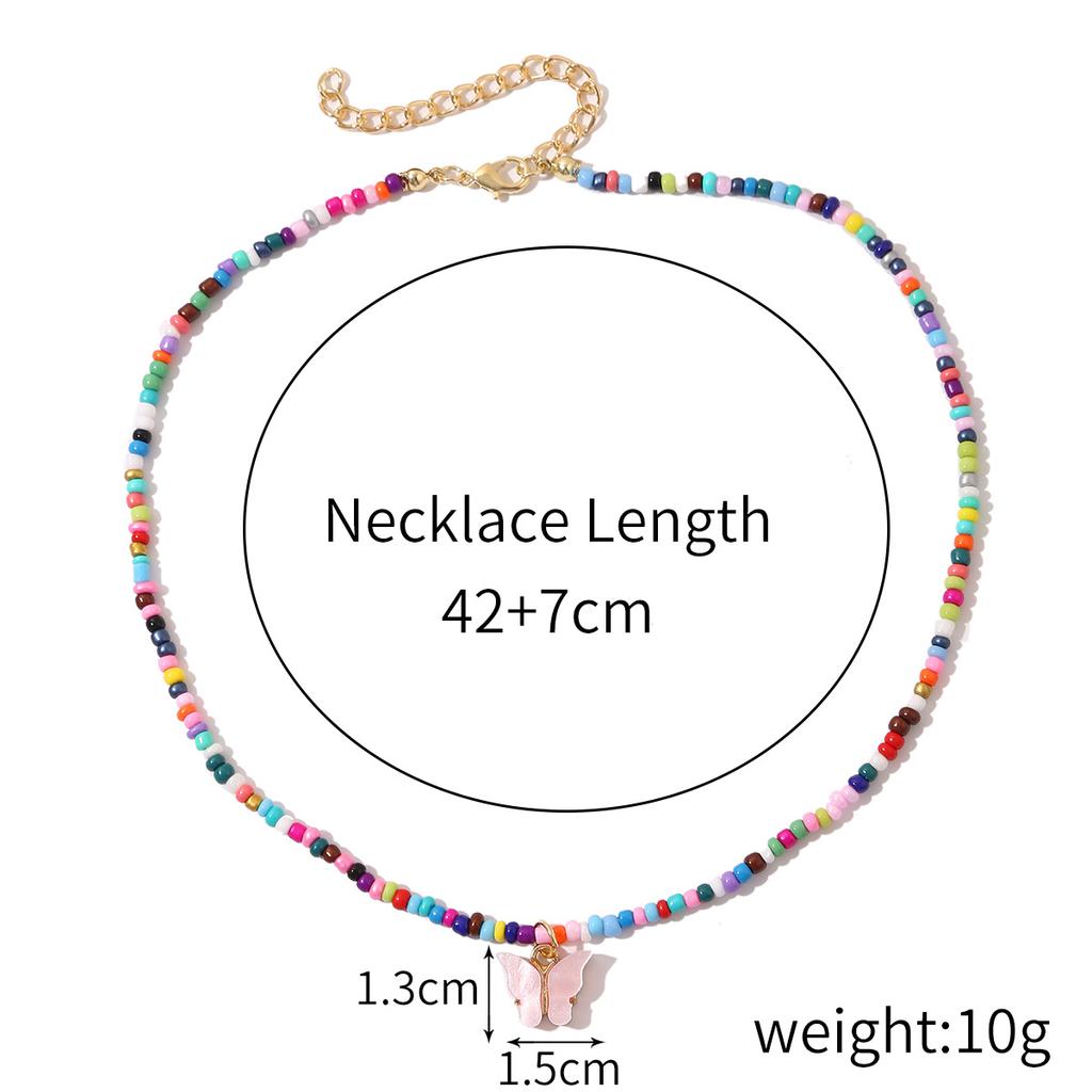 Necklace for Women Accessories Collarbone Necklace Women Hundreds of Bohemian Style Handmade Colorful Rice Beads Beaded Necklace Elegant Necklace