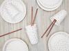 Dotted Paper Plates, White, Rose Gold, 18cm, 6 Pcs