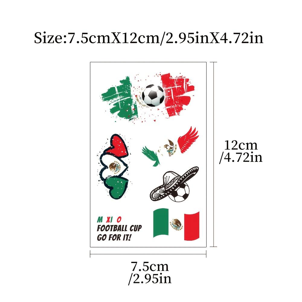 10pcs Mexico Flag Football Temporary Tattoo Stickers/Waterproof Fan Face Stickers/Sports Events Cheering Festivals And Parties Body