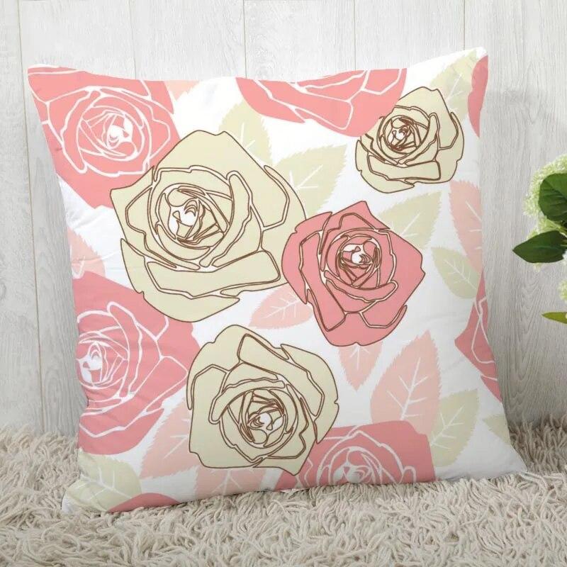 Pillowcase Flower Pattern Square  Christmas Zipper
