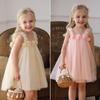Rochie de Plajă Summer cu Bretele din Plasă și Flori 3D pentru Fete Dulci - Fustă Pufoasă de Prințesă pentru Bebelușe.