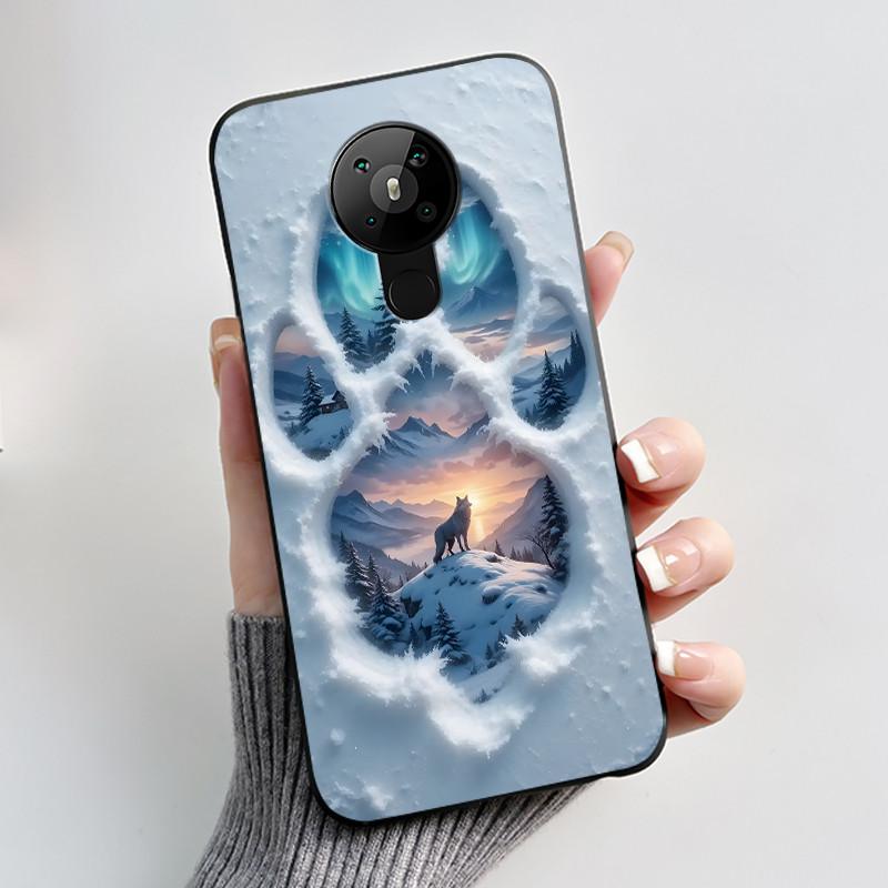 For Nokia 5.3 INS Aesthetic Black For Nokia 5.4/Nokia 3.4 Shockproof Jelly Cover Coconut Tree Pattern Anti-Scratch Soft Shell