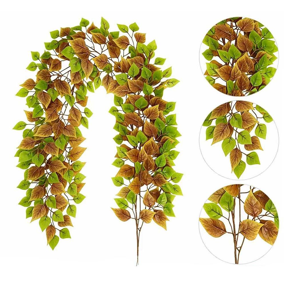 Multicolor Ficus Elastica Artificial Leaves Garland 170cm Leangth Table Running Simulation Leaf Vine 3D Leaf Photo Props