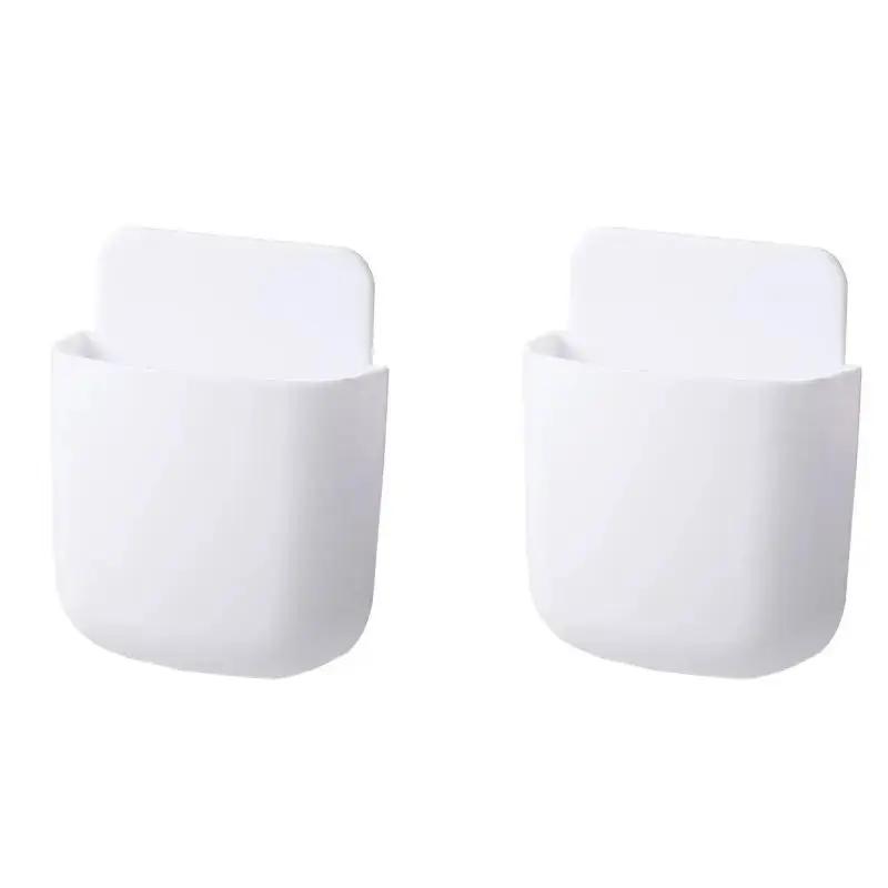 

2PCS Wall Mounted Storage Box Household Living Room Conditioner Remote Control Bedside Phone Storage Holder Organizer Box1p2026