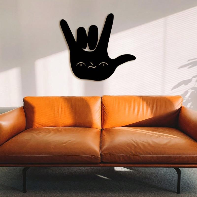 Love You Gesture Metal Wall Art Geometric Decor for Living Room Valentine Gift Housewarming Birthday Christmas Wedding Home Decor