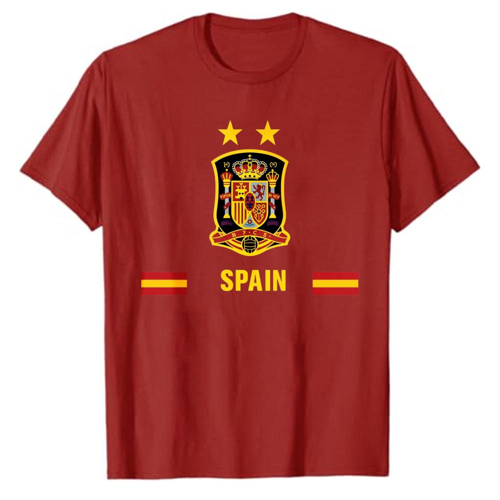 2026 Spain National Color Abstract Graphic Tshirt Unisex Loose Fit Country Themed Art Print Urban Street Style Casual Tees