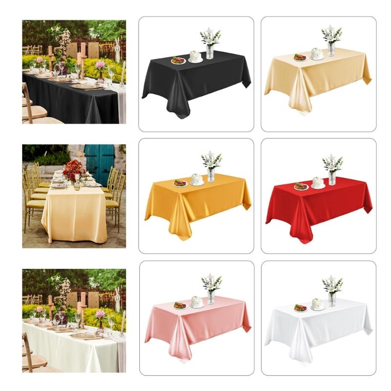 Satins Banquet Tablecloth 57 X 71 Inch Rectangular Draped Table Cover with Smooth Silky Fabric for Wedding Reception Decors
